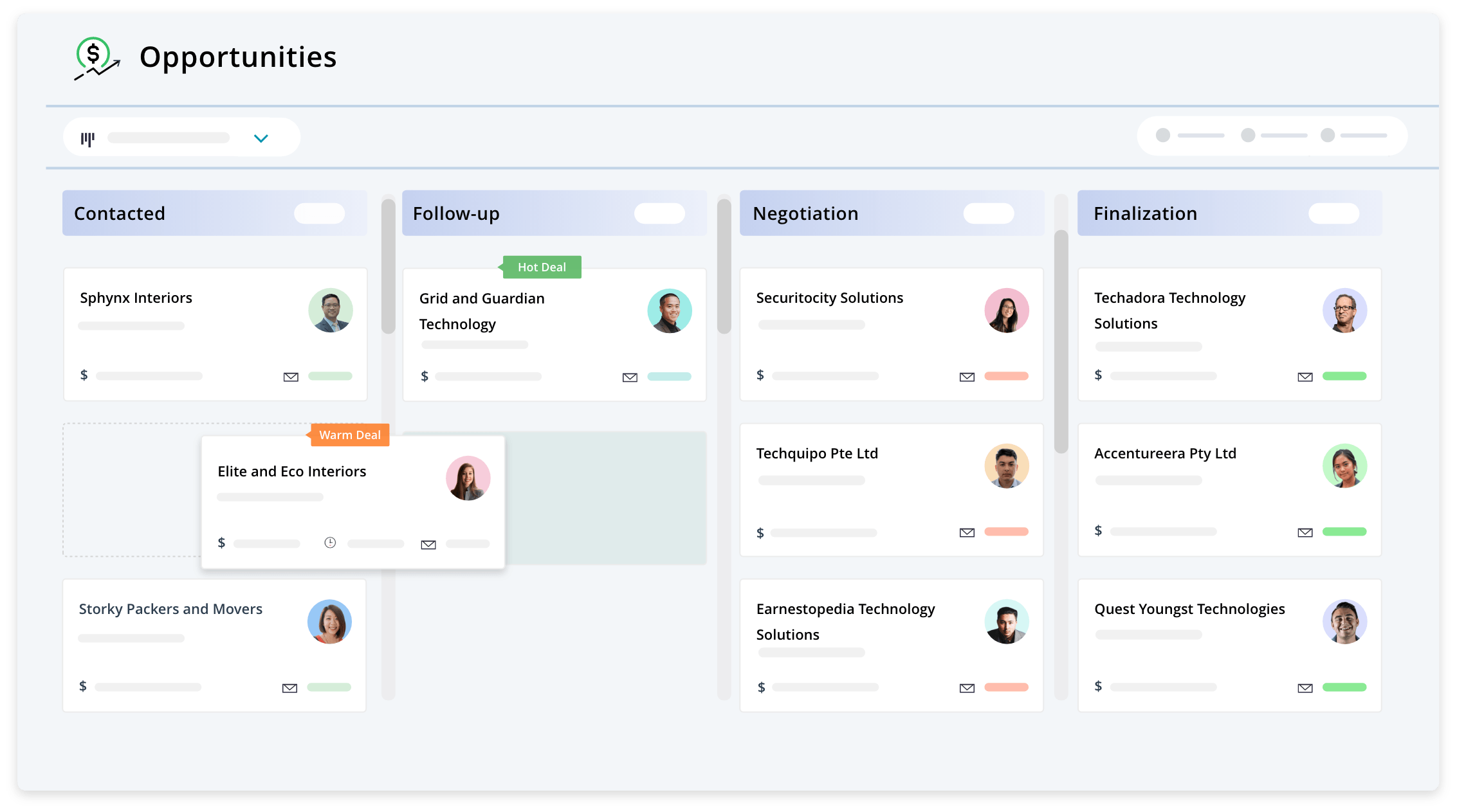 Sales pipeline template that helps in tracking the sales process